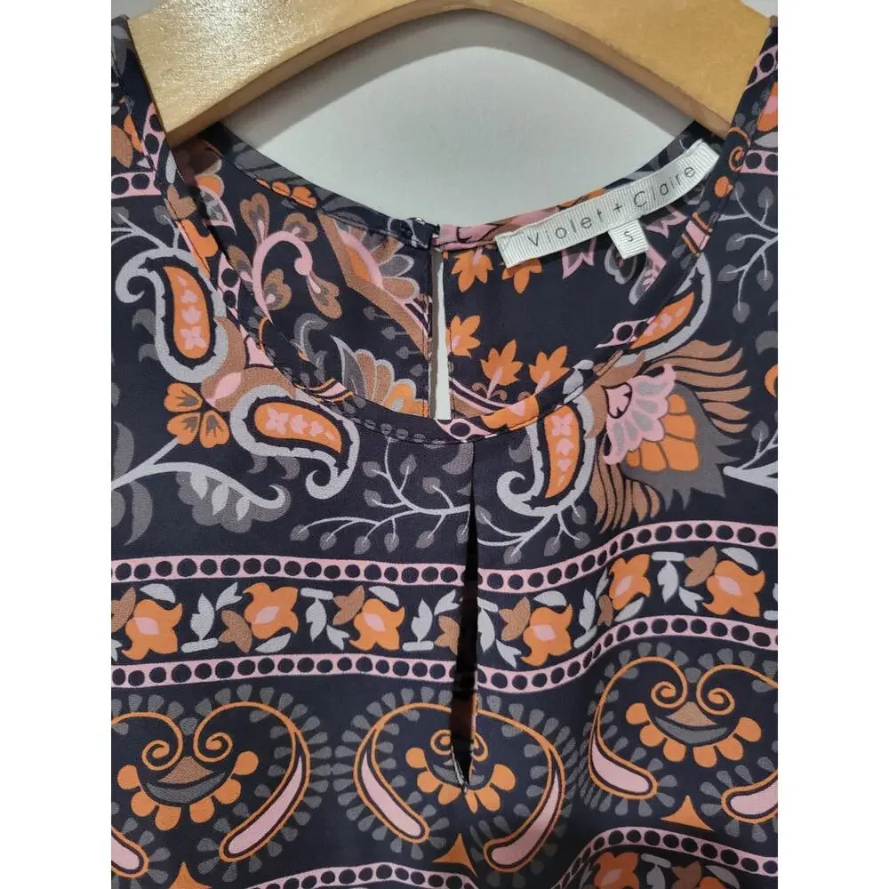 Violet + Claire Women's multicolor boho paisley print sleeveless blouse - small - Picture 7 of 8